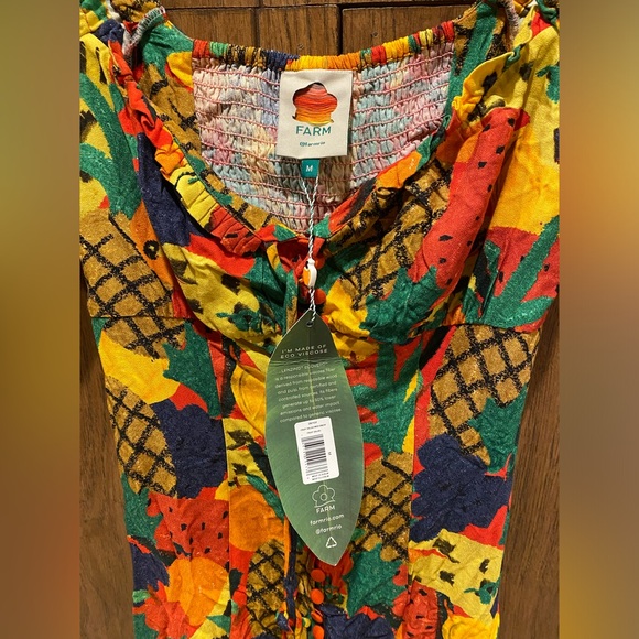 Farm Rio Fruit Salad Square Neck Midi Dress (Sz M) - Picture 4 of 6